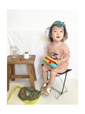 「CHUMS（チャムス）のアイテム（Tシャツ/カットソー）」を使った、nanachoさん（キッズ・70cm）の夏コーディネート