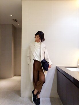 「note et silence （ノートエシロンス）のアイテム（チェスターコート）」を使った、30さん（レディース・157cm）の秋コーディネート