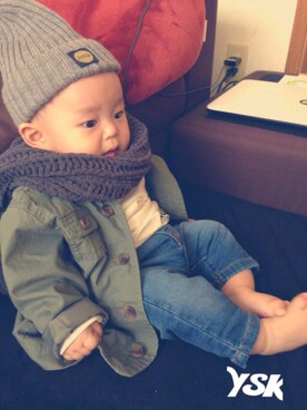 「babygap」｜「アイテム（ミリタリージャケット）」を使った、yskさん（キッズ・70cm）の秋コーディネート