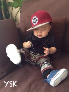 「pero（ペロ）のアイテム」を使った、yskさん（キッズ・70cm）の秋コーディネート