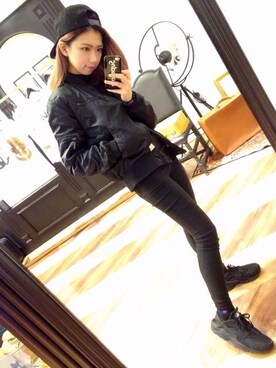 「ZARA（ザラ）のアイテム（キャップ、ブラック系）」を使った、Claire🍟さん（レディース・162cm）の春コーディネート