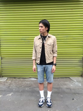 「REMIX（リミックス）のアイテム（腕時計）」を使った、莊育全さん（メンズ・174cm）の春コーディネート