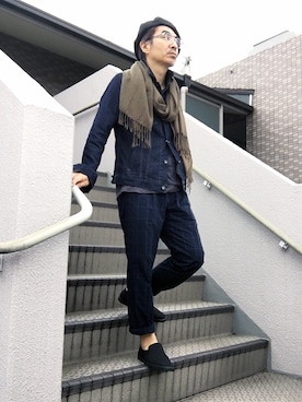 「ご近所コーデ」｜「アイテム（ハンチング/ベレー帽）」を使った、Taka＠TeamSixtiesさん（メンズ・170cm）の秋コーディネート