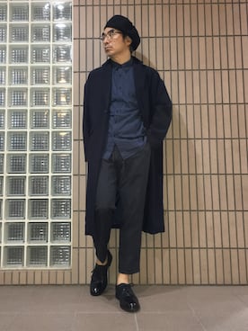 「ベレー帽推奨委員会」｜「アイテム（スラックス）」を使った、Taka＠TeamSixtiesさん（メンズ・169cm）の秋コーディネート