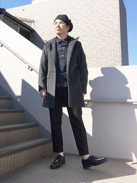 「ベレー帽推奨委員会」｜「アイテム（スラックス）」を使った、Taka＠TeamSixtiesさん（メンズ・169cm）の秋コーディネート