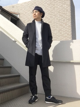 「ベレー帽推奨委員会」｜「アイテム（チェスターコート）」を使った、Taka＠TeamSixtiesさん（メンズ・169cm）の冬コーディネート