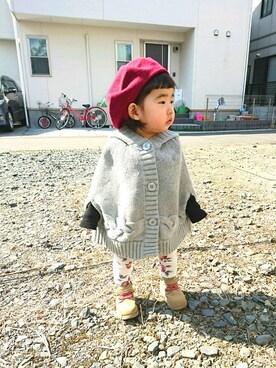 「babygap」｜「アイテム（ポンチョ）」を使った、愛※直※杏さん（キッズ・70cm）の冬コーディネート