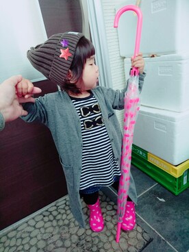 「長靴」｜「アイテム（チュニック）」を使った、愛※直※杏さん（キッズ・70cm）の春コーディネート