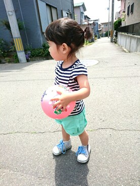 「EYECE（アイス）のアイテム」を使った、愛※直※杏さん（キッズ・80cm）の春コーディネート