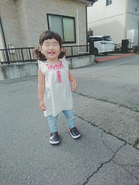 「ドラフトGAP」｜「アイテム（チュニック）」を使った、愛※直※杏さん（キッズ・80cm）の夏コーディネート
