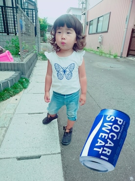 「ポカリコーデバトン」｜愛※直※杏さん（キッズ・80cm）の夏コーディネート
