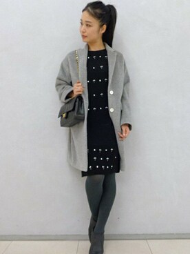 「FIGARO Paris（フィガロパリ）のアイテム（ジャケット/アウター）」を使った、ayaさん（レディース・166cm）の冬コーディネート