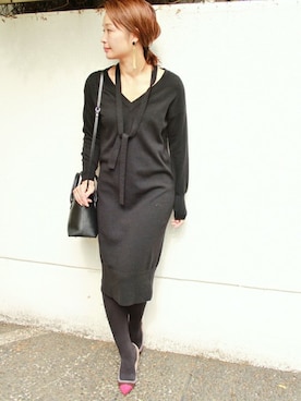 「FIGARO Paris（フィガロパリ）のアイテム」を使った、ayaさん（レディース・166cm）の冬コーディネート