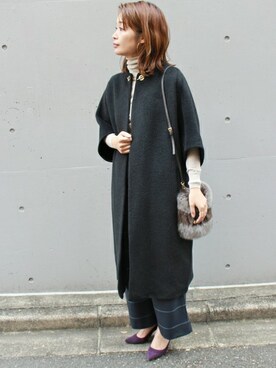 「FIGARO Paris（フィガロパリ）のアイテム（ジャケット/アウター）」を使った、ayaさん（レディース・166cm）の冬コーディネート