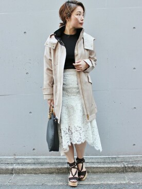 「FIGARO Paris（フィガロパリ）のアイテム（ジャケット/アウター）」を使った、ayaさん（レディース・166cm）の冬コーディネート