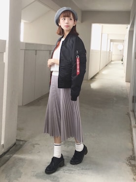 「alpha」｜「アイテム（ハンチング/ベレー帽）」を使った、浅倉 まいさん（レディース・158cm）の秋コーディネート
