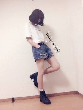 「GORGE（ゴージ）のアイテム（デニムパンツ、ブルー系）」を使った、porin*さん（レディース・157cm）の夏コーディネート