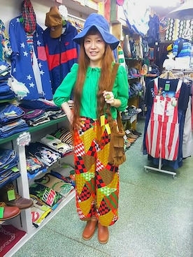 「70s」｜「アイテム（その他シューズ）」を使った、古着屋FunnyFace♪Ladysさん（レディース・168cm）の夏コーディネート