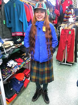 「PENDLETON（ペンドルトン）のアイテム（キャップ）」を使った、古着屋FunnyFace♪Ladysさん（レディース・168cm）の秋コーディネート