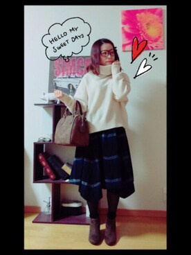 「grove（グローブ）のアイテム（ブーティ）」を使った、あゆさん（レディース・152cm）の冬コーディネート
