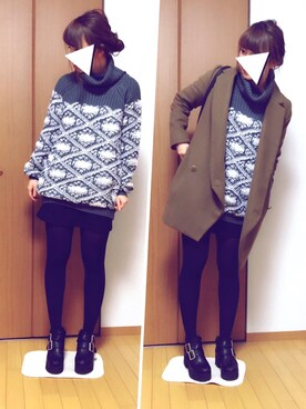 「ボリュームニット」｜「アイテム（その他アウター）」を使った、marisienneさん（レディース・160cm）の秋コーディネート