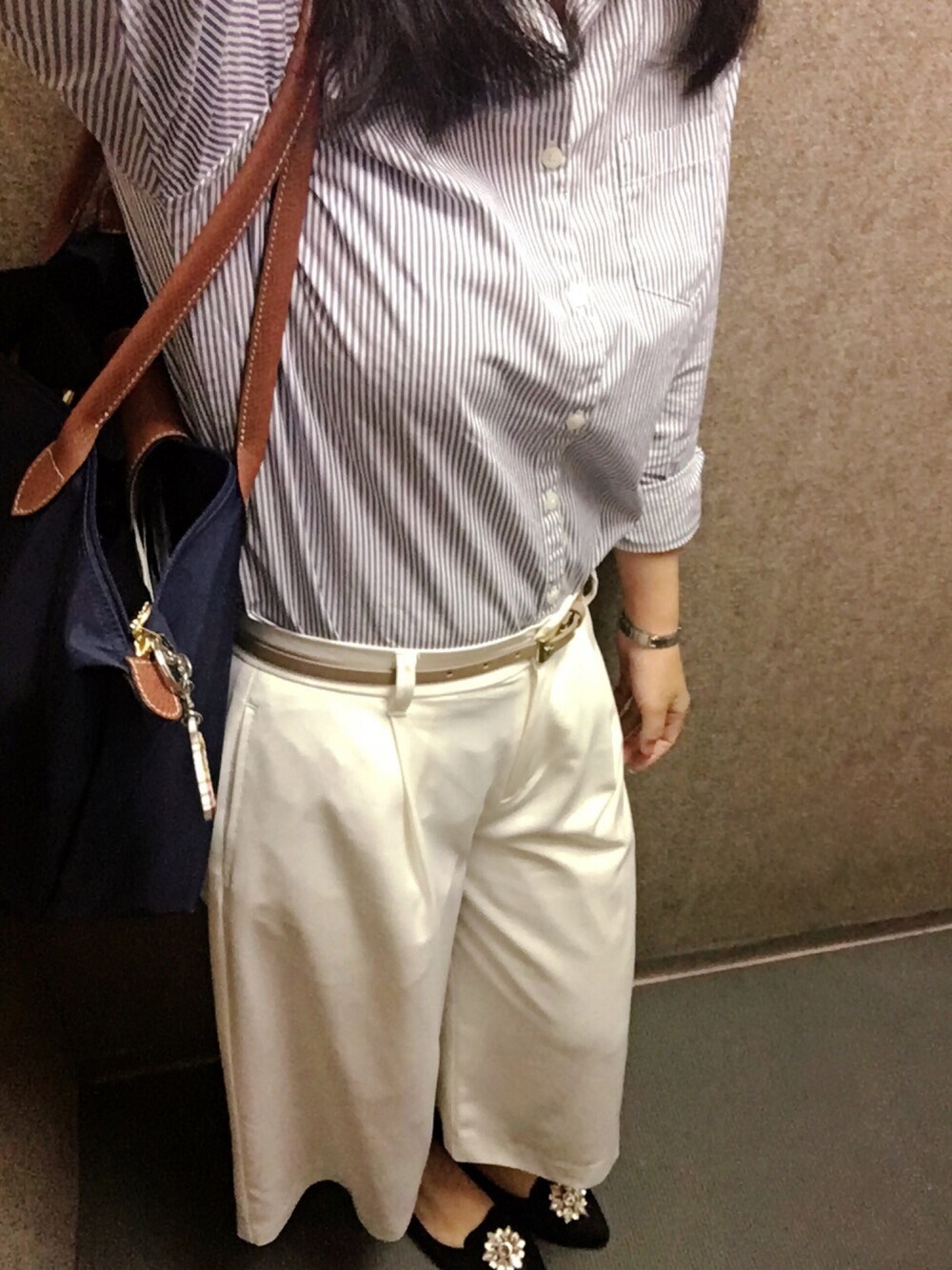 「BLISS POINTのアイテム（その他パンツ、ホワイト系）」を使った、みきてぃさん（レディース・162cm）の夏コーディネートの1枚目の写真