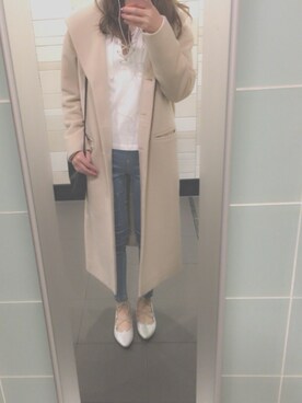 「シルバー」｜「アイテム（チェスターコート）」を使った、瑞貴さん（レディース・158cm）の春コーディネート