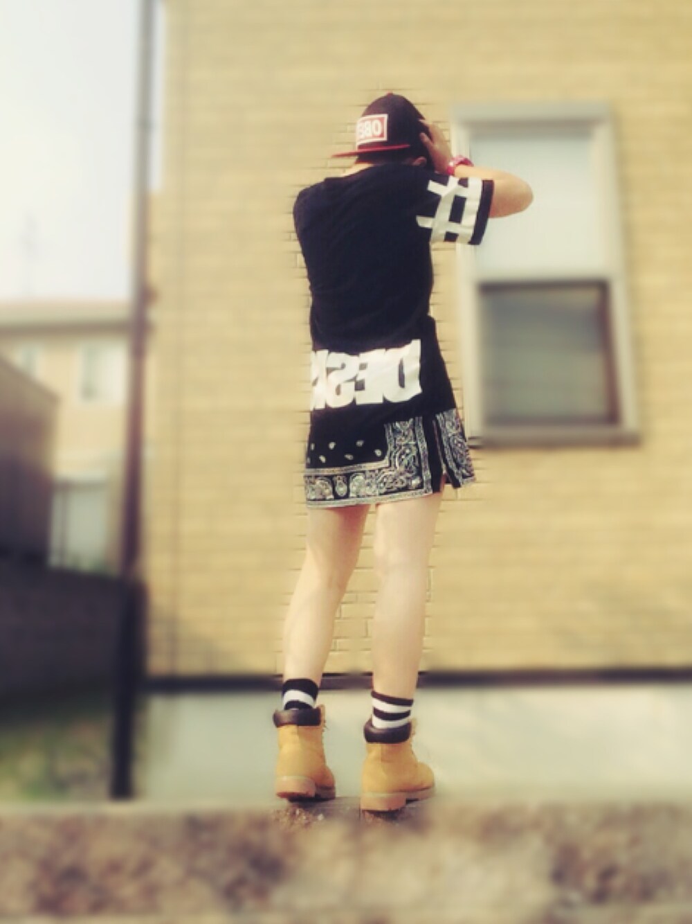 「OBEY、G-SHOCK、ワンピース、ペイズリー、ストリート、street、Timberland、HIPHOP」｜「OBEYのアイテム（キャップ、レッド系）」を使った、Mikuさん（レディース・160cm）の夏コーディネートの1枚目の写真