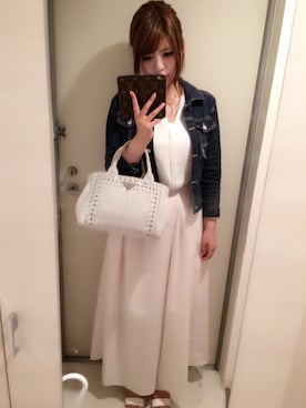 「JUSGLITTY（ジャスグリッティー）のアイテム（デニムジャケット）」を使った、ぴーやさん（レディース・159cm）の夏コーディネート