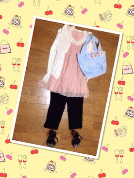 「黒パンツ」｜「アイテム（チュニック）」を使った、まいまい♡さん（レディース・145cm）の夏コーディネート
