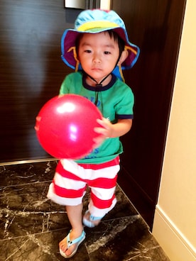 「アイテム（水着、レッド系）」を使った、k@zさん（キッズ・90cm）の夏コーディネート