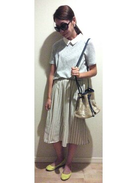 「GLOBAL WORK（グローバルワーク）のアイテム（ポロシャツ、グレー系）」を使った、see57さん（レディース）の夏コーディネート