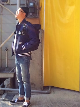 「アイテム（スタジャン）」を使った、タイスケさん（メンズ・177cm・30代）の秋コーディネート