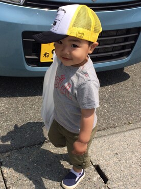 「DILASH（ディラッシュ）のアイテム（帽子）」を使った、Mahoさん（キッズ・100cm）の夏コーディネート