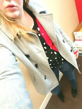 「OLD NAVY（オールドネイビー）のアイテム（ピーコート）」を使った、Casey Heckmanさん（レディース・157cm）の秋コーディネート