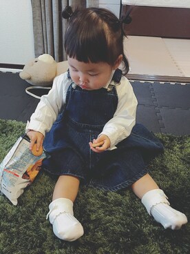 「abcd（ナシ）のアイテム（オールインワン・サロペット）」を使った、aimu ❥❥さん（キッズ・90cm）の春コーディネート