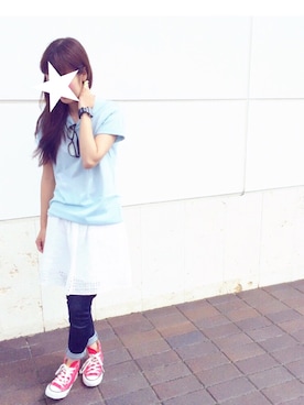 「ブルー x ホワイト」｜sayaさん（レディース・155cm）の夏コーディネート