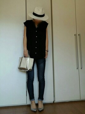 「coca（ANDEX shoes product）（コカ）のアイテム（帽子）」を使った、yucco.さん（レディース・155cm）の夏コーディネート