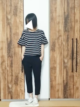 「coca（ANDEX shoes product）（コカ）のアイテム（Tシャツ/カットソー）」を使った、yucco.さん（レディース・155cm）の夏コーディネート