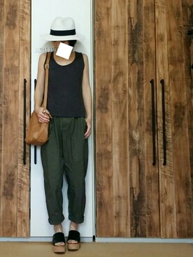 「coca（ANDEX shoes product）（コカ）のアイテム（帽子）」を使った、yucco.さん（レディース・155cm）の夏コーディネート