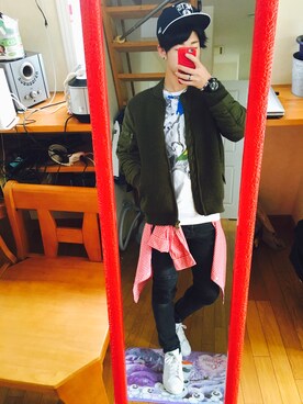 「着まわしコーデ」｜「アイテム（帽子）」を使った、ryota.nさん（メンズ・174cm）の春コーディネート