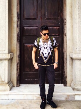 「Herschel Supply（ハーシェルサプライ）のアイテム（バックパック/リュック、その他）」を使った、garywong34さん（メンズ・178cm）の夏コーディネート