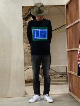 「umit benan（ウミットベナン）のアイテム（ニット/セーター）」を使った、limilyeupさん（メンズ・174cm）の冬コーディネート