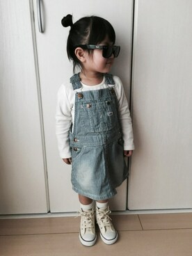 「Lee（リー）のアイテム（スカート）」を使った、mömöさん（キッズ・90cm）の春コーディネート