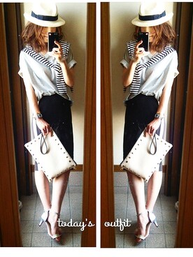 「パックT」｜「アイテム（帽子）」を使った、Ayumi さん（レディース・163cm）の夏コーディネート