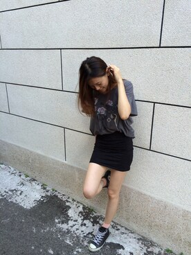 「lazybone（レイジーボーン）のアイテム（Tシャツ/カットソー、その他）」を使った、Olinaさん（レディース・162cm）の夏コーディネート