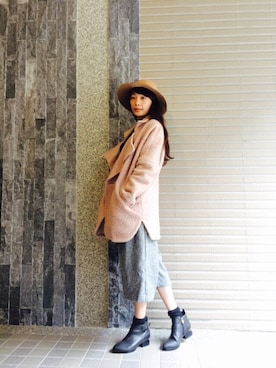 「アイテム（ブーティ）」を使った、Olinaさん（レディース・162cm・20代）の冬コーディネート