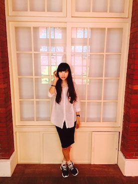 「NIKE（ナイキ）のアイテム（その他シューズ、ブラック系）」を使った、Olinaさん（レディース・162cm）の夏コーディネート