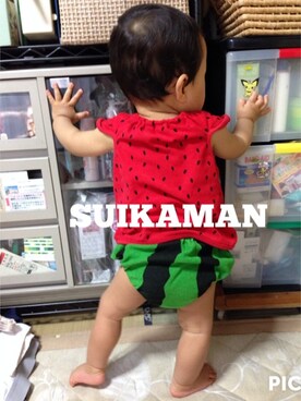 「西松屋」｜「アイテム（アンサンブル）」を使った、aochan...さん（キッズ・80cm）の夏コーディネート