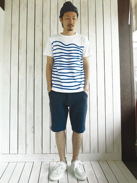 「buddy（バディ）のアイテム（スニーカー）」を使った、KNOCK OUT TANAKAさん（メンズ・173cm）の春コーディネート